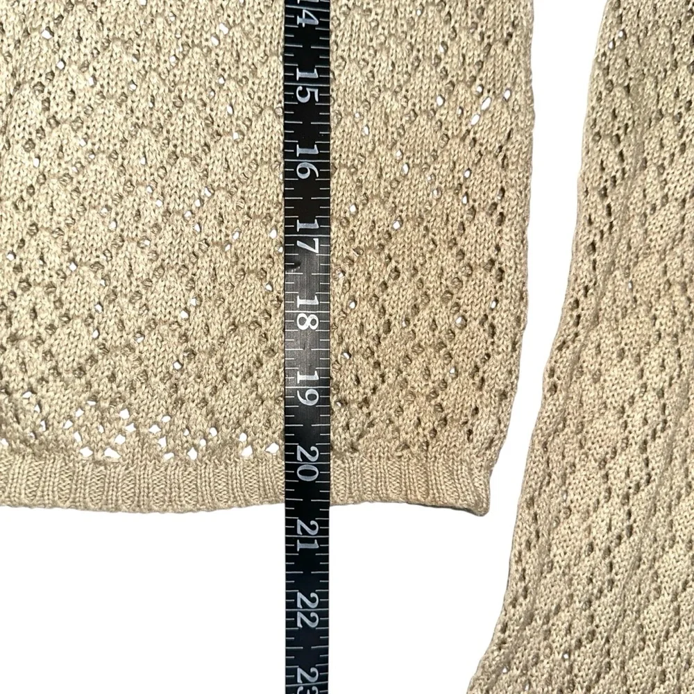 Abercrombie & Fitch Vintage Ramie Cotton Blend Knit Crochet Cardigan LARGE Y2K
